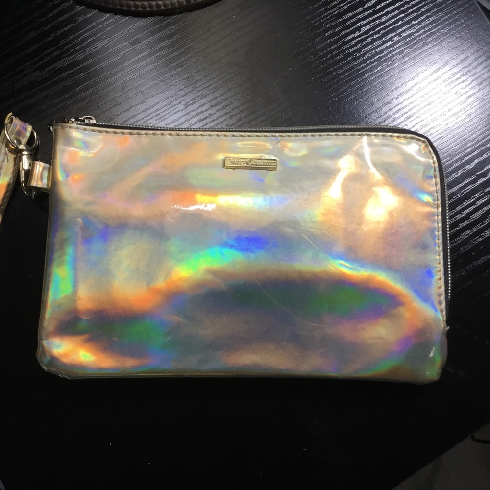 (126) Juicy Couture 7’ Charging Case Iridescent Holographic Wristlet